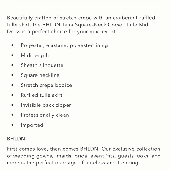 BHLDN Talia Square Neck Corset Tulle Midi Dress - Picture 4 of 6